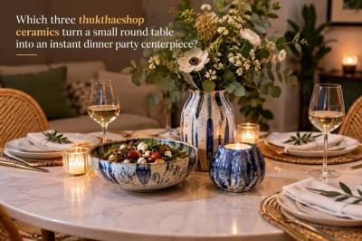 Which three thukthaeshop ceramics turn a small round table into an instant dinner-party centerpiece
