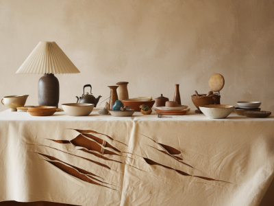How to hide a scratched dining table with textiles and tableware from thukthaeshop without sanding or refinishing