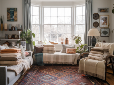 How to layer natural-fiber throws to regulate temperature year-round in a south-facing living room