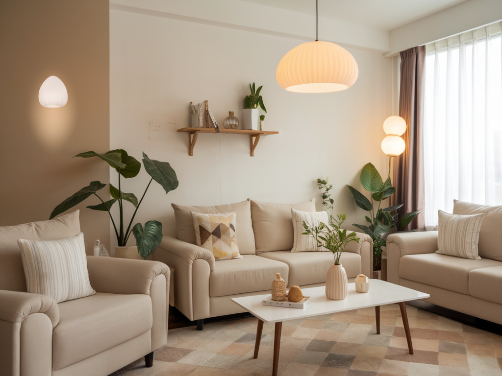 How to refresh a rental living room in one weekend with three thukthaeshop lighting swaps