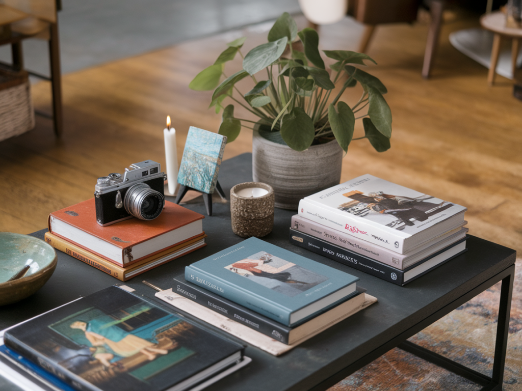 how to style a coffee table with objects that tell a story