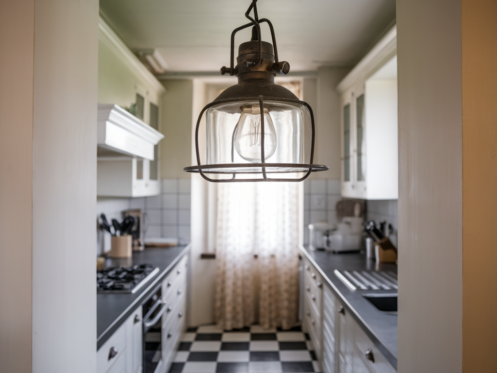 Which thukthaeshop pendant hangs best above a narrow kitchen island without blocking sightlines?