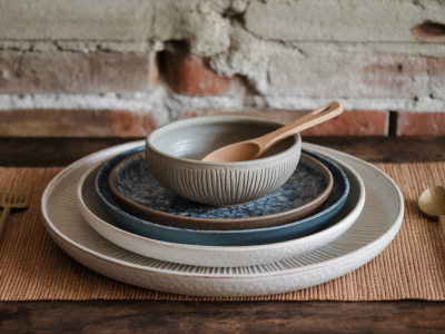 How to arrange a layered tablescape for four using thukthaeshop's mixed ceramics