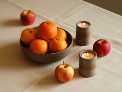 Which three thukthaeshop ceramics mix best for a minimalist autumn centerpiece on a table for four