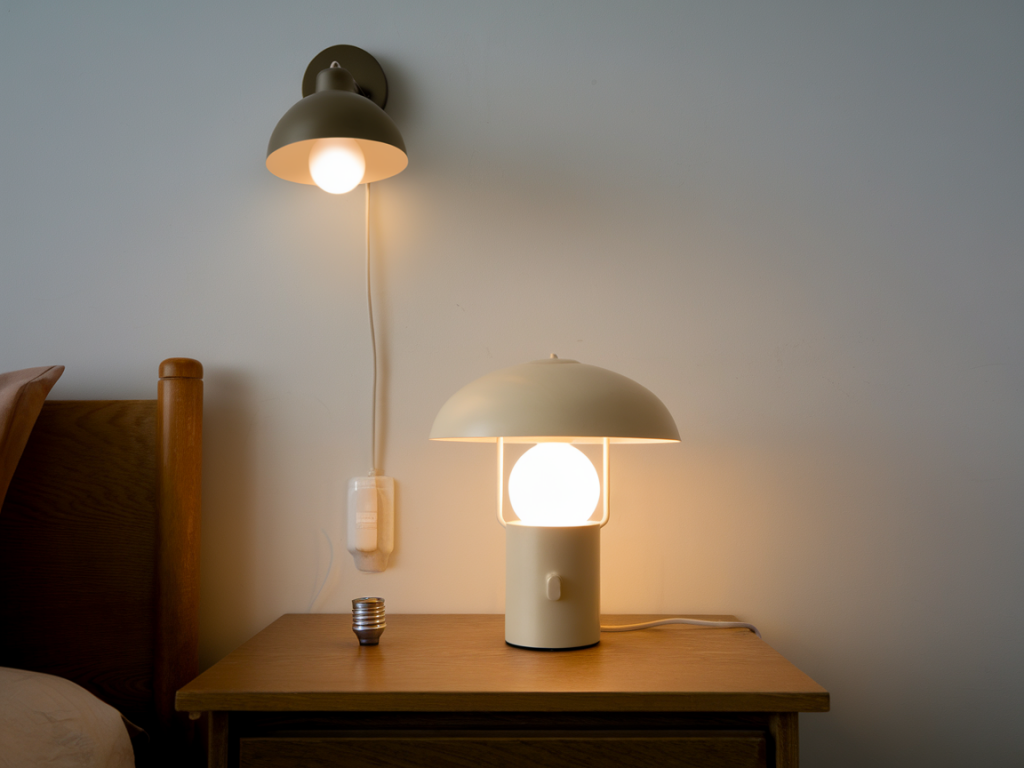 How to build a layered bedside lighting plan with a thukthaeshop table lamp, wall sconce and dimmable bulb for small nightstands