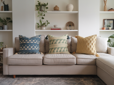How to create a pet-proof sofa styling plan using three handwoven thukthaeshop cushions that hide wear and match a living room palette
